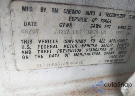 2008 Chevrolet Aveo 5 Ls из США, поврежденный, VIN KL1TD66618B088046